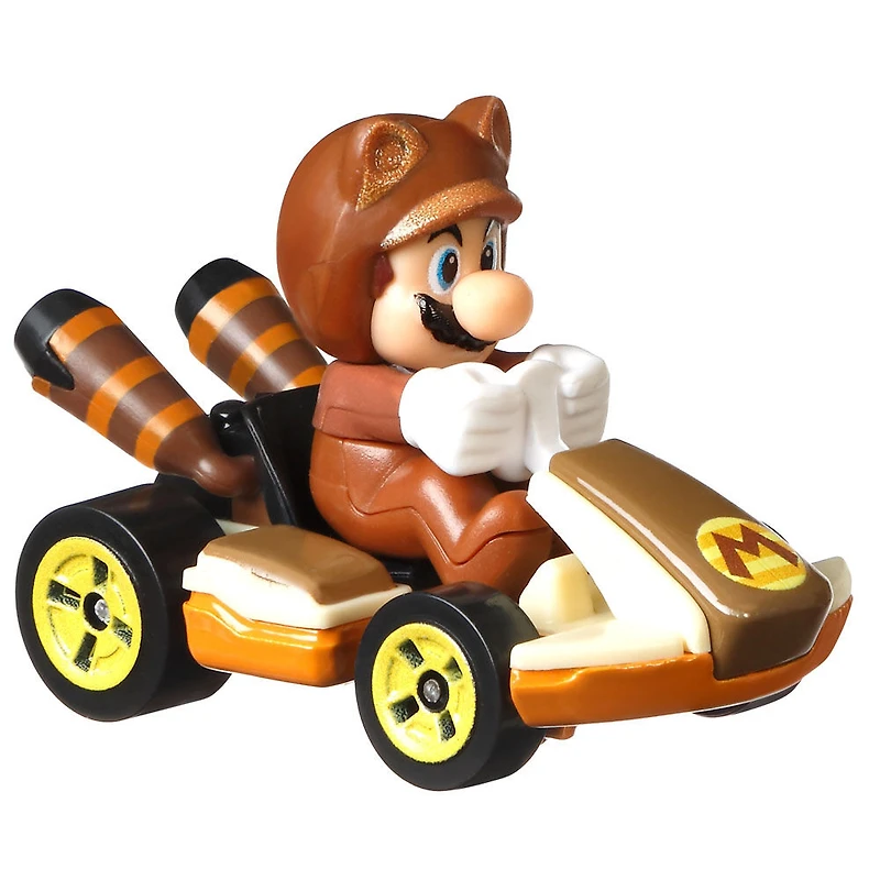 Assortiment de répliques Mario Kart Tanooki Mario Standard Kart Hot Wheels en métal moulé sous pression