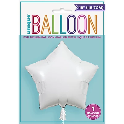 Solid Star Foil Balloon 18" White