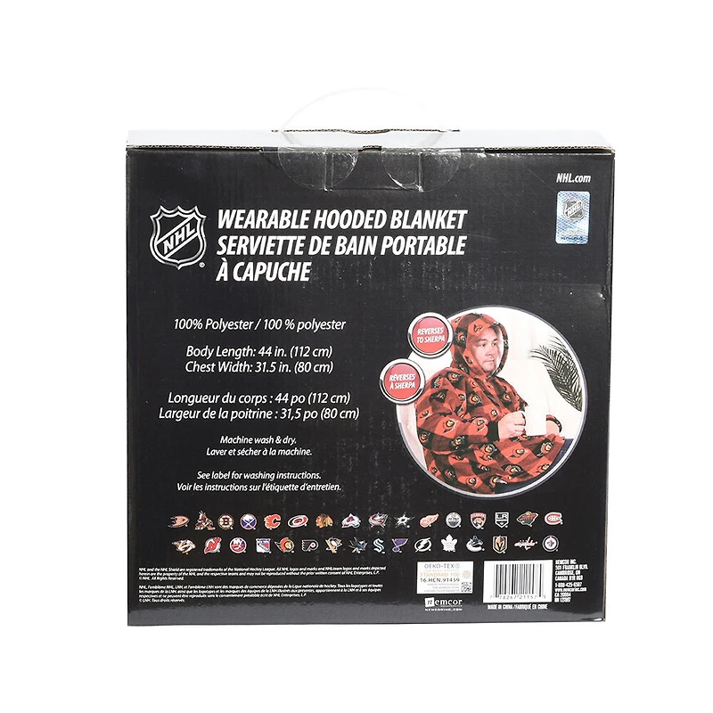 NHL Ottawa Senators Oversized Wearable Sherpa Hooded Blanket, One Size Fits Most