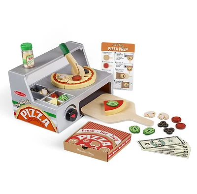 Melissa & Doug Top and Bake Wooden Pizza Counter Play Food Set