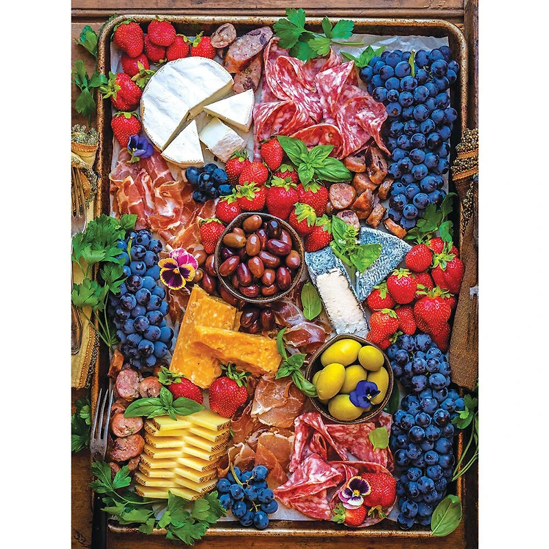 Cra-Z-Art - Dennis Prescott 1000pc Puzzle - Cheese and Charcuterie Happiness