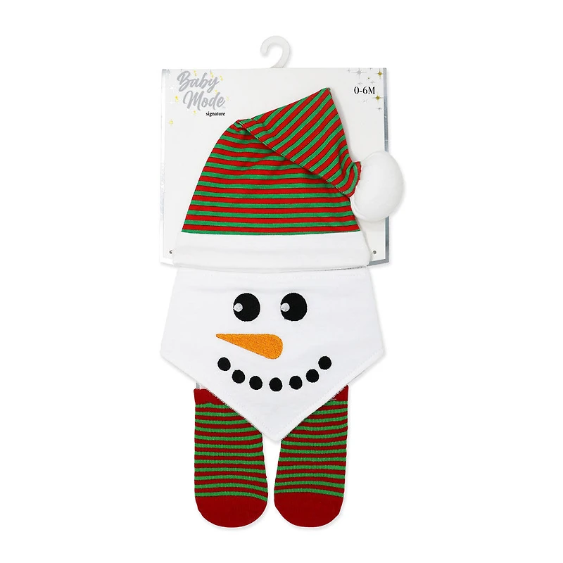 Baby Mode Baby's First Christmas - Green Snowman 3 Piece Set