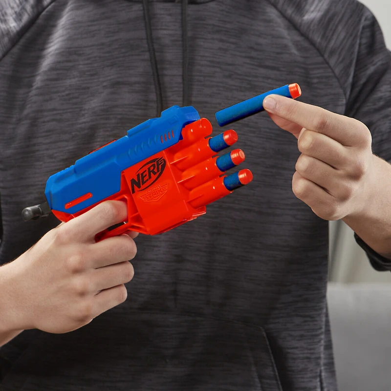 Nerf Alpha Strike, blaster Claw QS-4, inclut 4 fléchettes en mousse Nerf Elite officielles, facile à utiliser