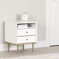Dylane Table de chevet 2 tiroirs Blanc solide