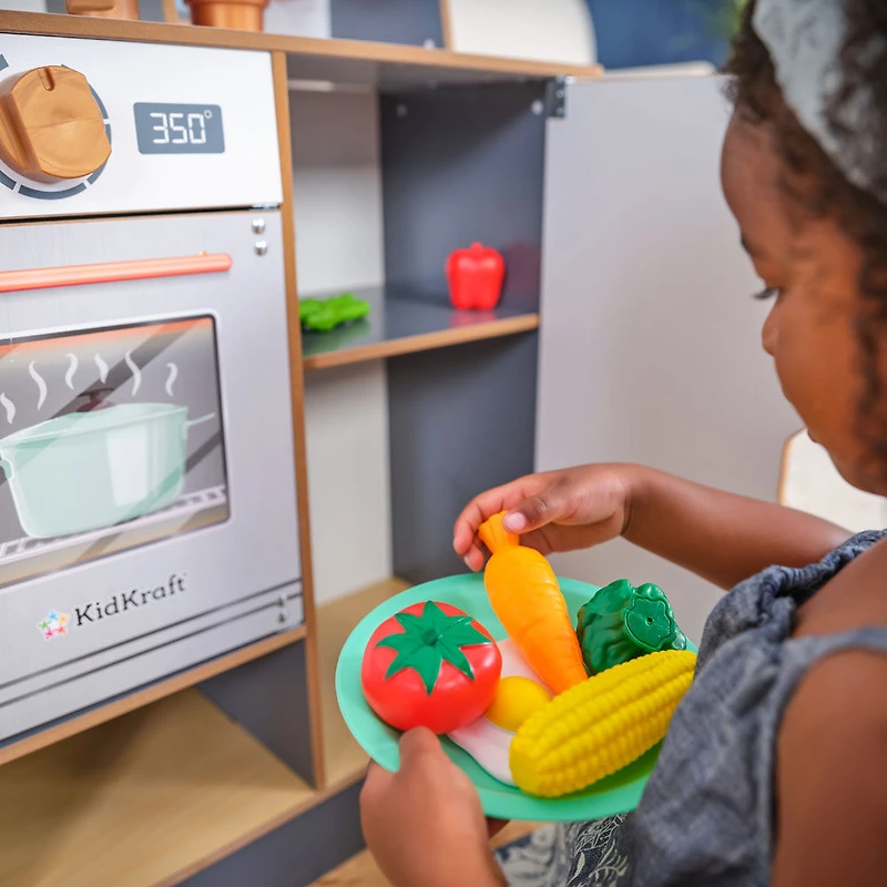 KidKraft Cuisine en bois Steam & Clean avec technologie de vapeur sécuritaire, lumières et sons