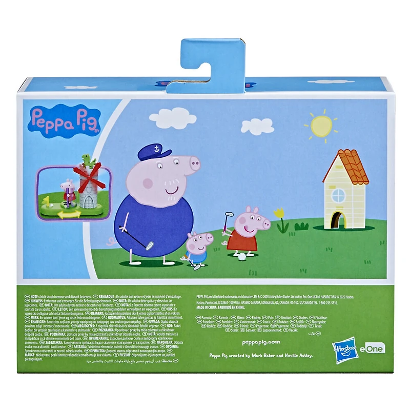 Peppa Pig Peppa's Club Peppa's Mini Golf Preschool Playset Toy, Features 2 Figures and Spinning Windmill