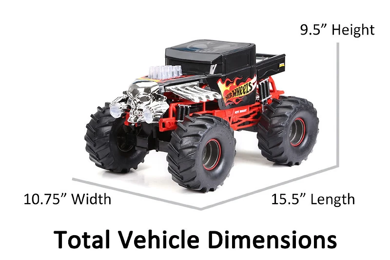 Camion Monstre Hot Wheels 1/10e avec Phares qui S'Allument et Bruits de Moteur - Bone Shaker