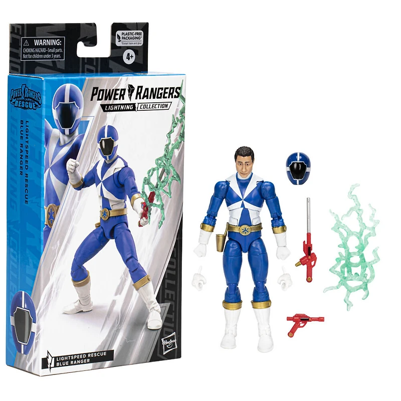 Power Rangers Lightning Collection, figurine Lightspeed Rescue Ranger Bleu premium de collection avec accessoires, 15 cm
