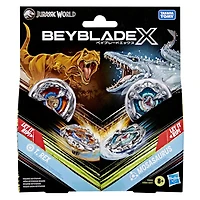 Collaboration Beyblade X Jurassic World T. Rex contre Mosasaurus, multipack
