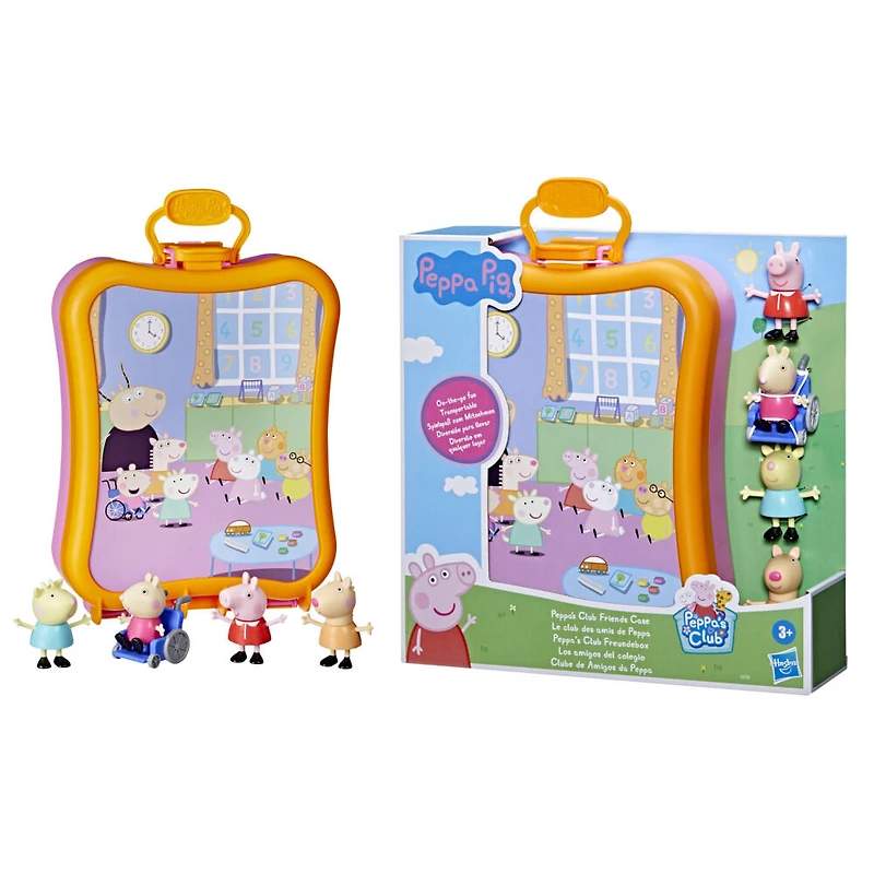 Peppa Pig, Le club des amis de Peppa, inclut 4 figurines, mallette de rangement et de transport