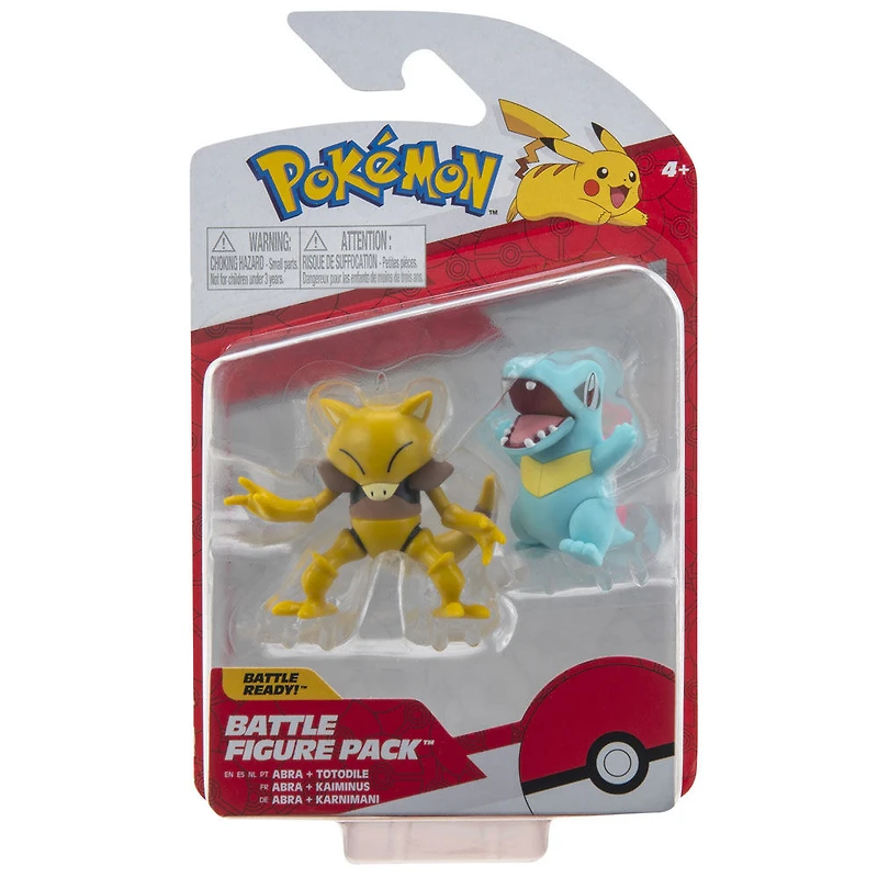 Pokémon - Figurine de combat, paquet de 2 - Kaiminus (Totodile) et Abra