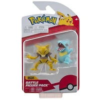 Pokémon - Figurine de combat, paquet de 2 - Kaiminus (Totodile) et Abra