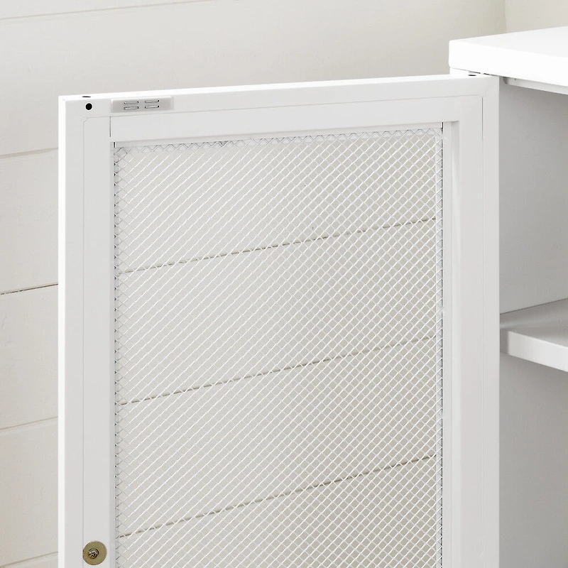 Crea Meuble de rangement avec portes grillagées en métal Blanc solide