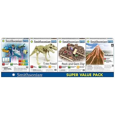 Micro Science Super Value Pack - Volcano, Rock N Gem, Magic Rocks, Fossil T. Rex