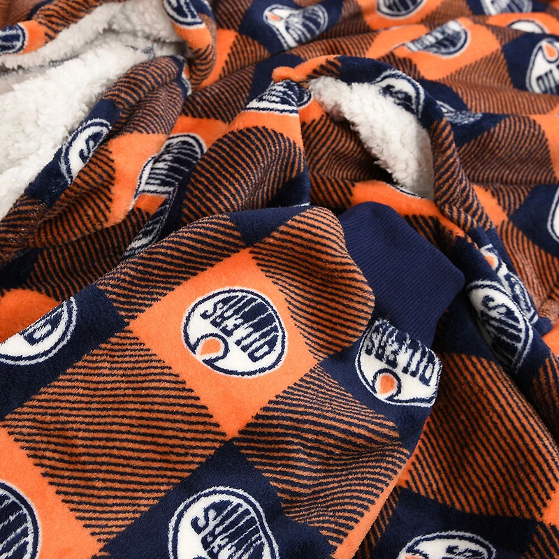 Couverture portable surdimensionnée à capuchon en sherpa des Oilers de Edmonton de la LNH taille unique