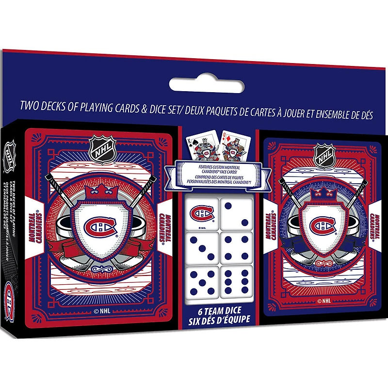 Masterpieces Puzzle Company Montreal Canadiens ensemble de deux jeux de cartes et de dés jeu de cartes
