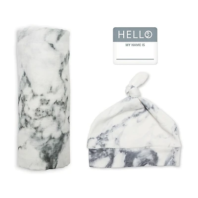 Lulujo - Hello World Blanket Set - Marble