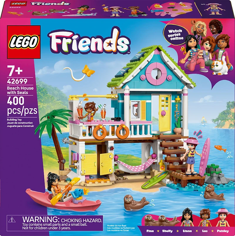 LEGO Friends La Maison sur la Plage et les Phoques - Ensemble de Construction avec 3 Minipoupées et 2 Phoques - 42699