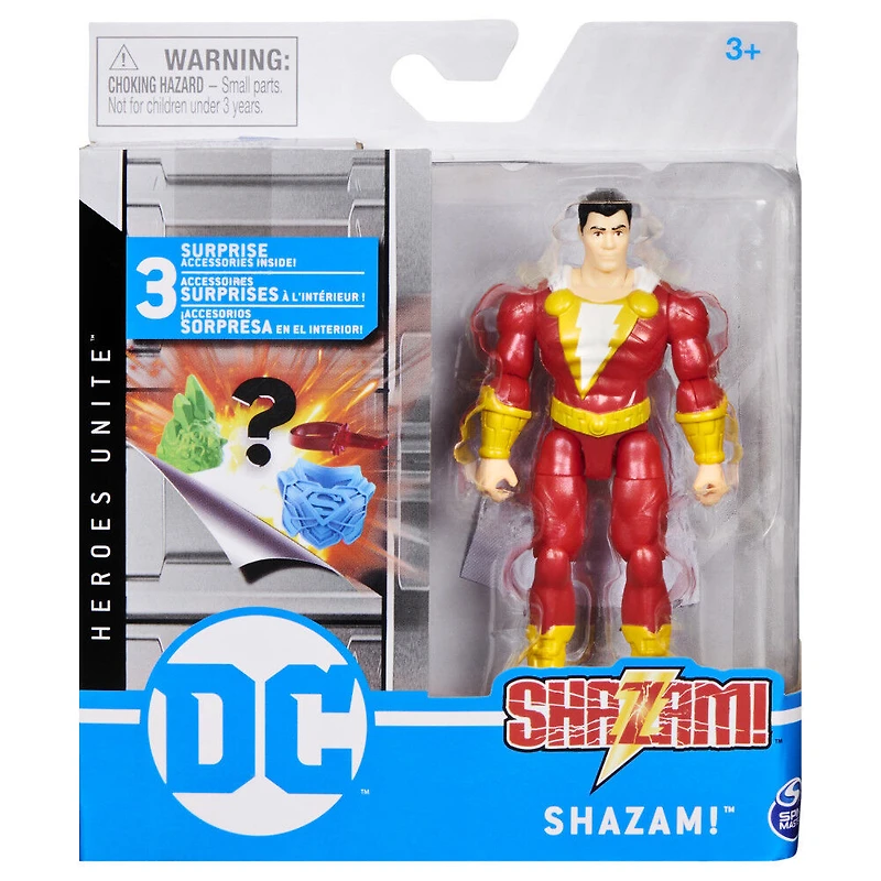 DC Comics, Figurine articulée SHAZAM! de 10 cm avec 3 accessoires mystère