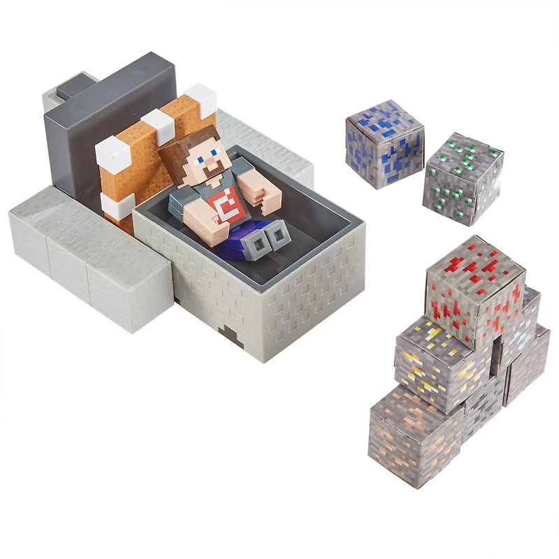 Minecraft-Coffret Wagonnet -Coffret avec figurine Steve et accessoires
