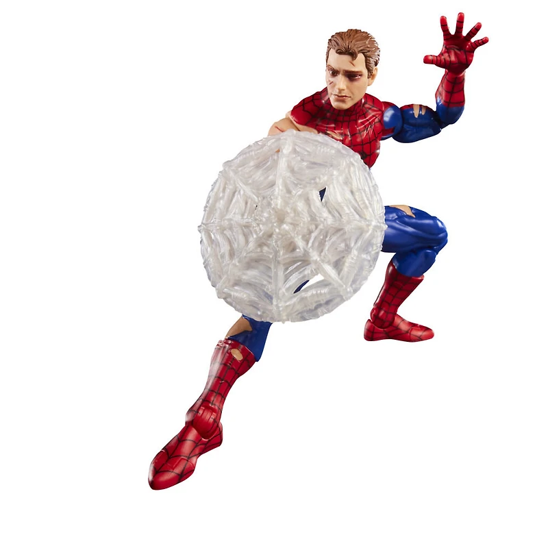 Marvel Legends Series Magic: The Gathering, figurine Spider-Man endommagé au combat avec carte premium exclusive