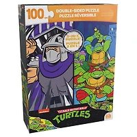 TMNT, 100-Piece Double Sided Jigsaw Puzzle 2-in-1 Ninja Turtles Heroes and Villians Kids Puzzles