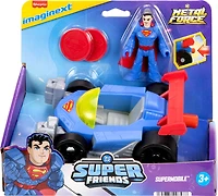 Fisher-Price Imaginext DC Super Friends Metal Force Supermobile Toy Car & Superman Action Figure Set