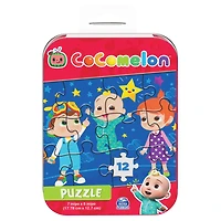 CoComelon, 12-Piece Jigsaw Puzzle JJ & Friends Animals Educational Musical Netflix YouTube Show in Tin Box Package