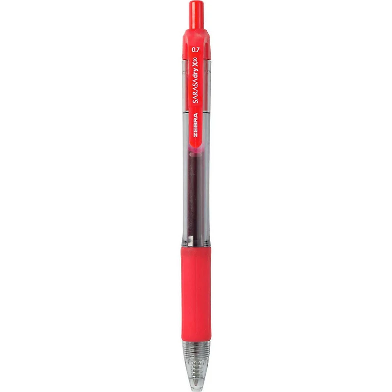 Zebra Sarasa X20 Retractable Gel Pen Red Ink 2pk