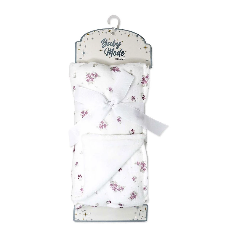 Baby Mode Signature Muslin Plush Blanket: Mauve Floral