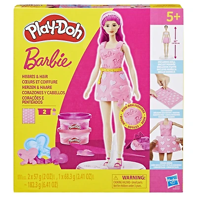 Play-Doh Barbie Coeurs et coiffure, coffret de pâte à modeler
