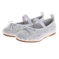 Ballerines blanches pailletées pour petites filles, taille