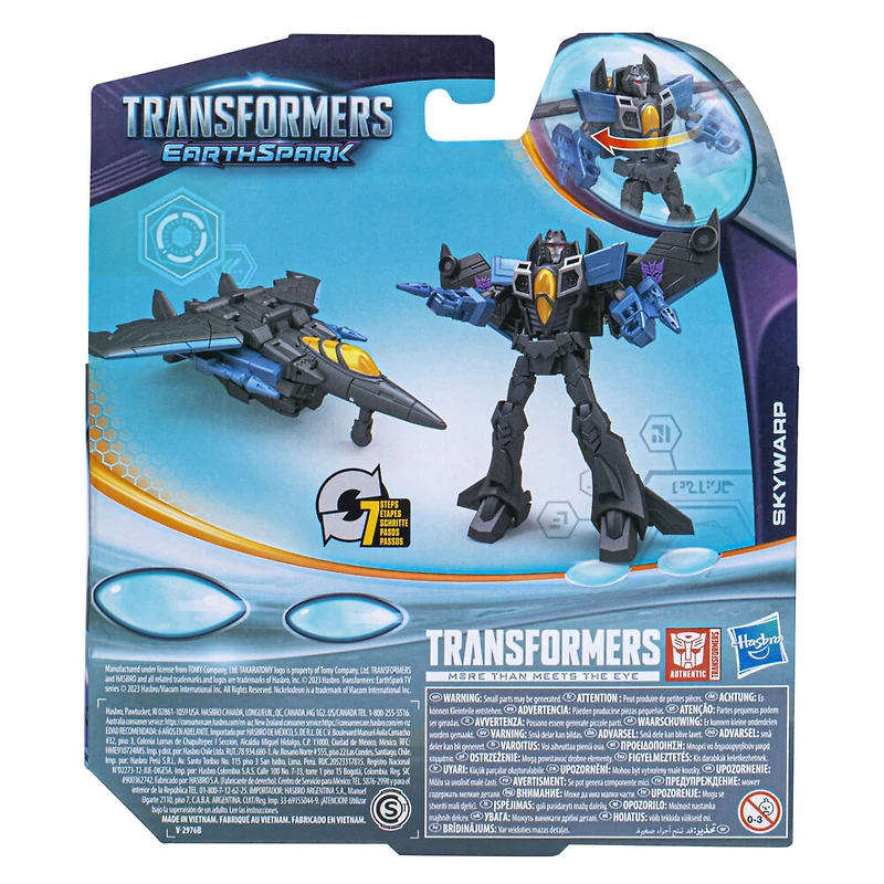 Transformers EarthSpark, figurine Skywarp classe Guerrier de 12,5 cm, jouet robot