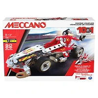 Meccano, 10-in-1 Racing Vehicles STEM Model Building Kit with 225 Parts and Real Tools