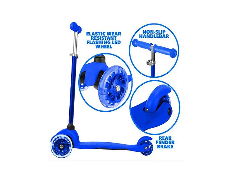 Trottinette Rugged Racer Mini Deluxe à 3 roues - Bleu foncé - Édition anglaise