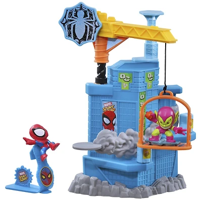 Marvel Stunt Squad Crane Smash, Spider-Man contre Green Goblin, coffret de figurines de 3,5 cm