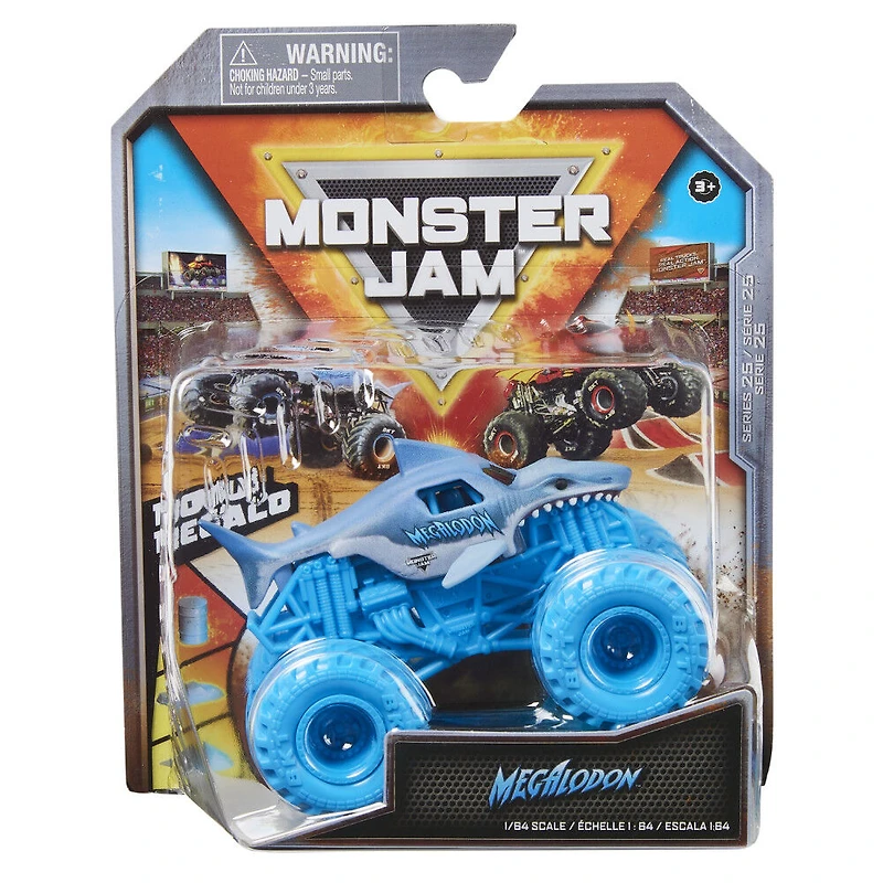 Monster Jam, Monster truck Megalodon officiel, véhicule en métal moulé, échelle 1:64