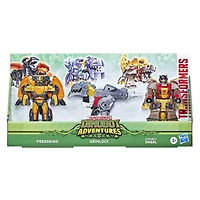 Transformers Dinobot Adventures Dinobot Squad Grimlock, Dinobot Snarl, and Predaking
