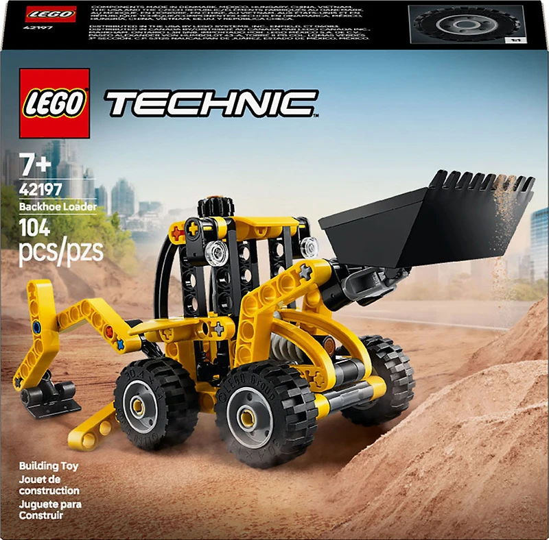 LEGO Technic Backhoe Loader Construction Toy - with Usable Back Digger, Scoop, & Outriggers - 42197