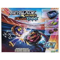 Beyblade Burst QuadStrike, set de combat Thunder Edge avec arène Beystadium, 2 toupies et 2 lanceurs