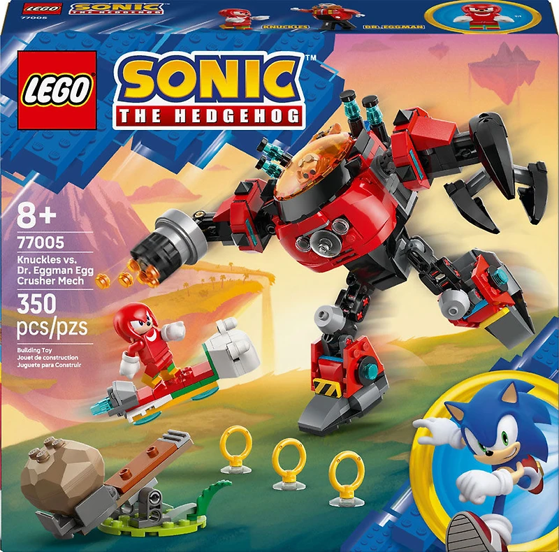 LEGO Sonic the Hedgehog Knuckles vs. Dr. Eggman Egg Crusher Mech Building Toy for Kids, Ages 8+ - 77005