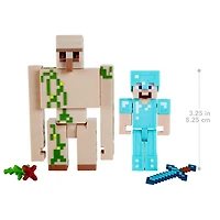 Minecraft - Créer-Un-Bloc - Figurines Steve Et Golem De Fer
