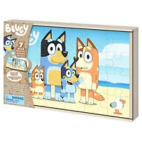 Bluey Jigsaw Puzzles for Kids, lot de 7 puzzles en bois avec boîte de rangement