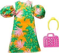 Barbie - Coffret Tenue, robe tropicale décolletée, manches bouffantes