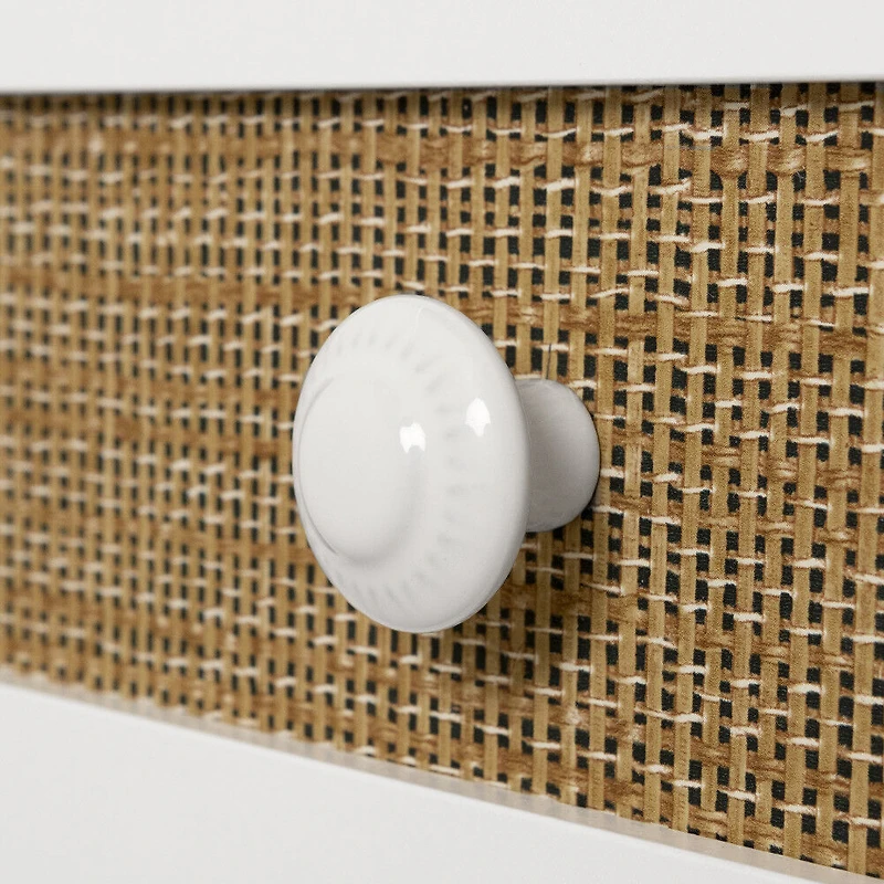 Bloom 1-Drawer Nightstand WH Faux Rattan