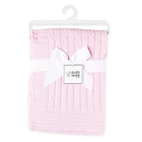 Baby Mode Signature Pink Classic Cable Knit Blanket