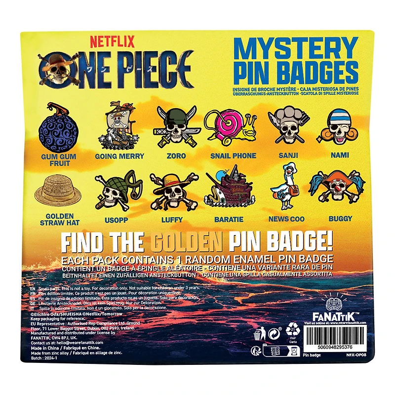 Badge Mystère One Piece en Pin CDU Contenant 12 Boîtes Aveugles