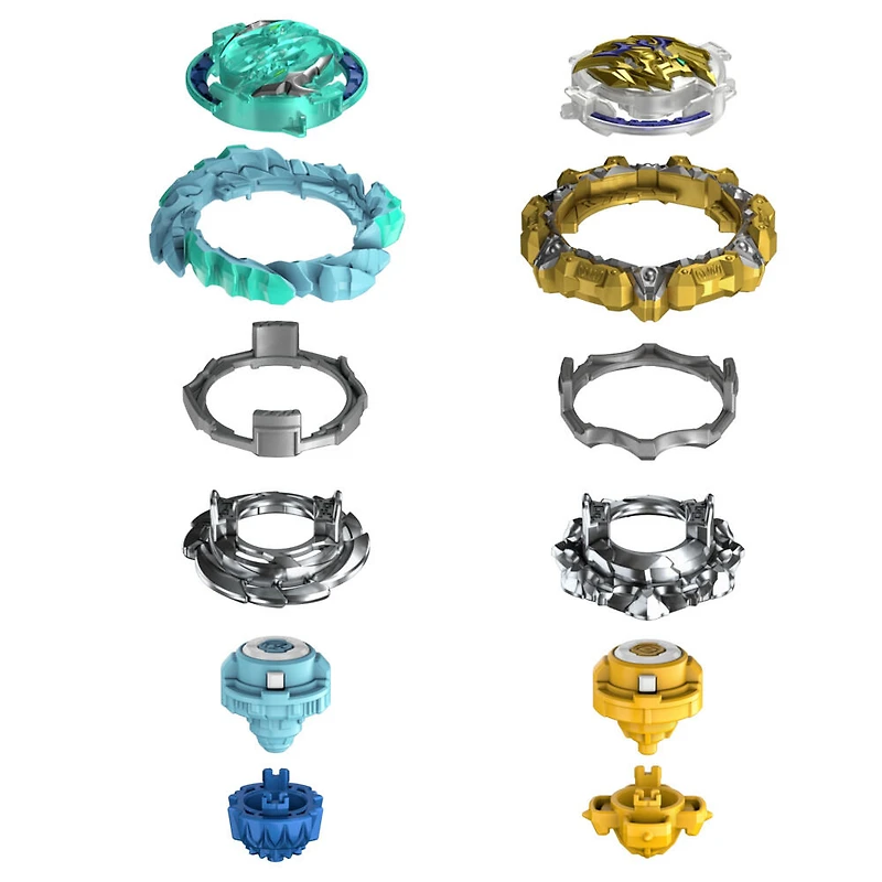 Beyblade Burst QuadDrive, Pack de 2 toupies de compétition Magma Roktavor R7 et Gilded Balderov B7