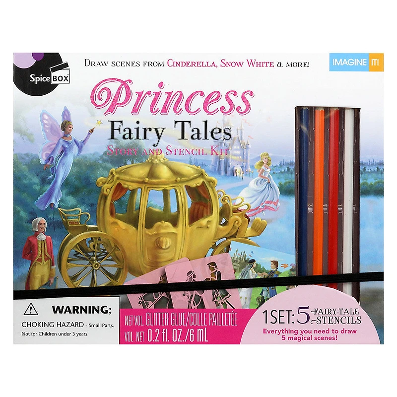 SpiceBox Children's Art Kits Imagine It Princess Stencil Stories - English Edition