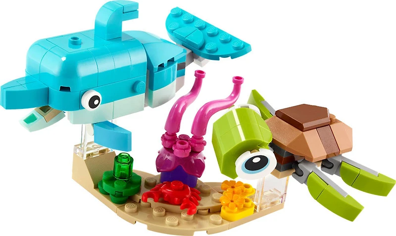LEGO Creator 3-en-1 Le dauphin et la tortue 31128 Ensemble de construction (137 pièces)
